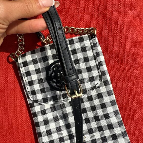 Nanette Lepore Black & White Gingham Faux Leather Phone Wallet Crossbody – New - Picture 10 of 12
